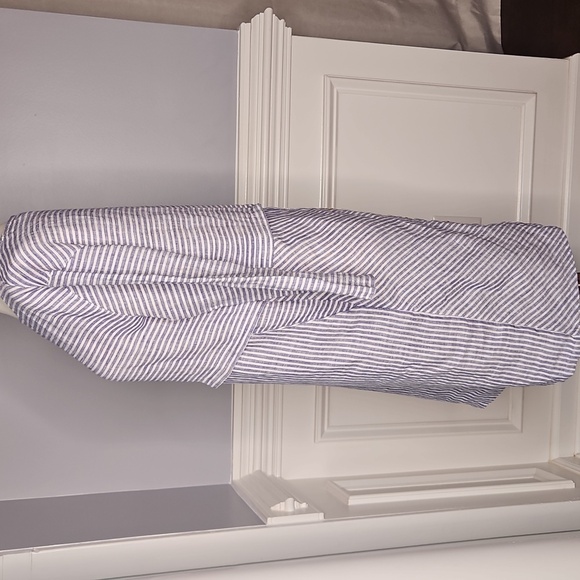 Isaac Mizrahi Three-Quarter Sleeve Striped Linen Dress - Picture 6 of 10